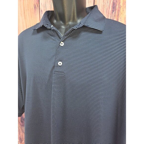 Johnnie-O Mens XL Navy Blue Striped Polo Shirt - Picture 3 of 8